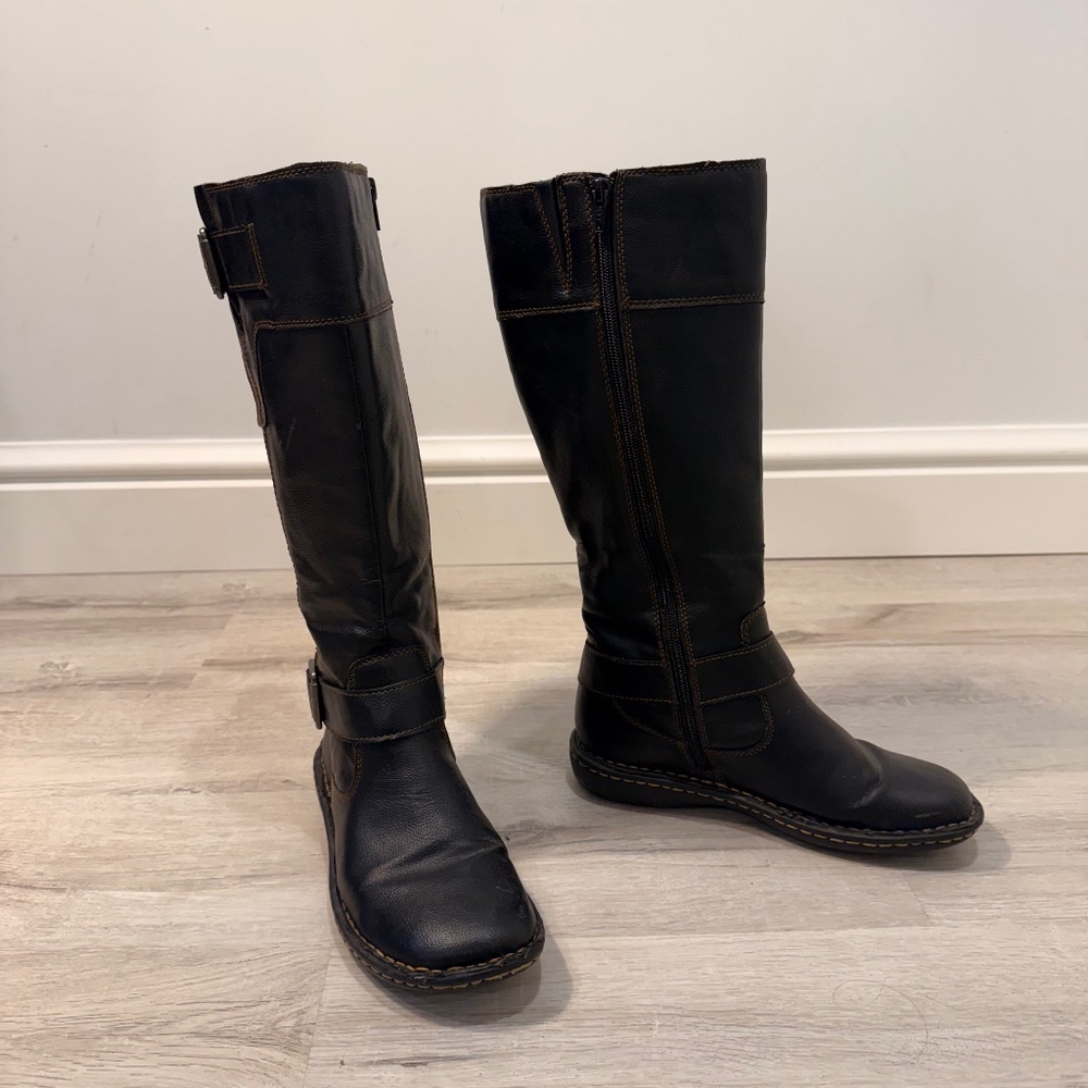 EUC B.O.C. Brown Zip Up Man Made Material Boots, Size 6.5